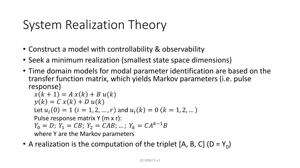 system realization theory