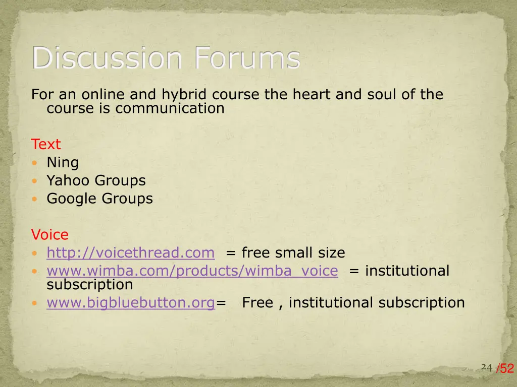 discussion forums