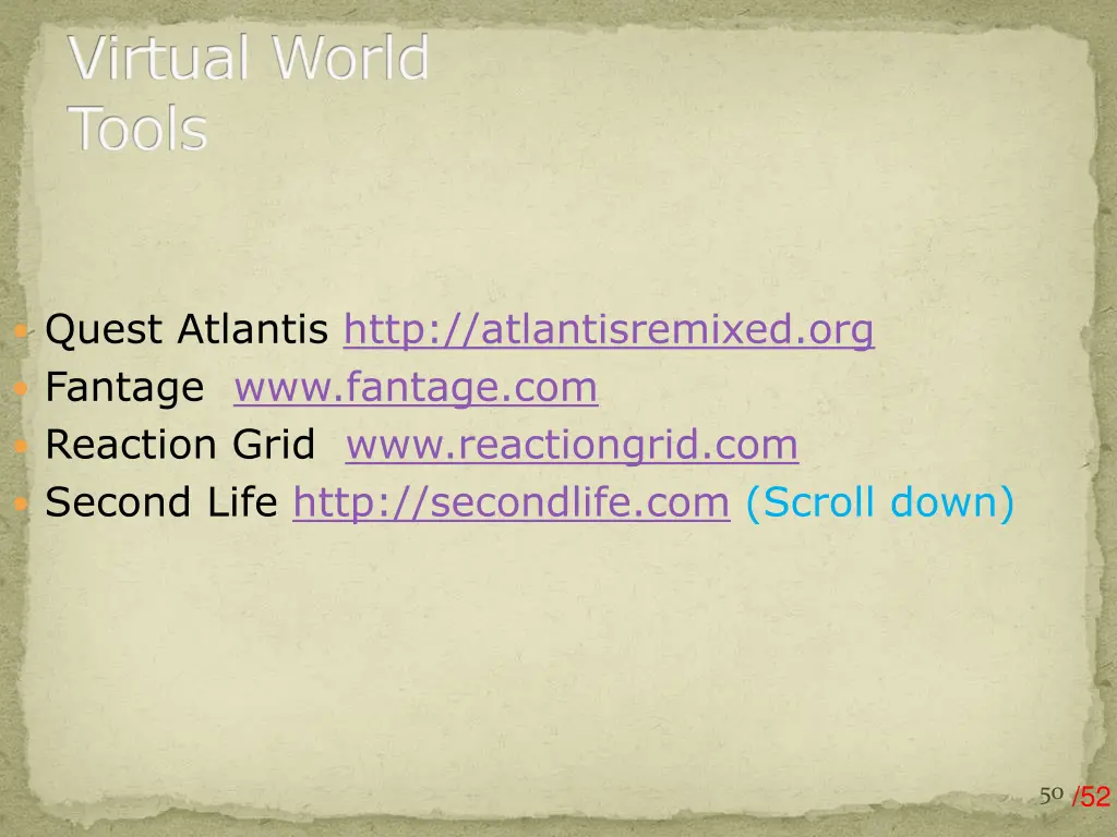 virtual world tools