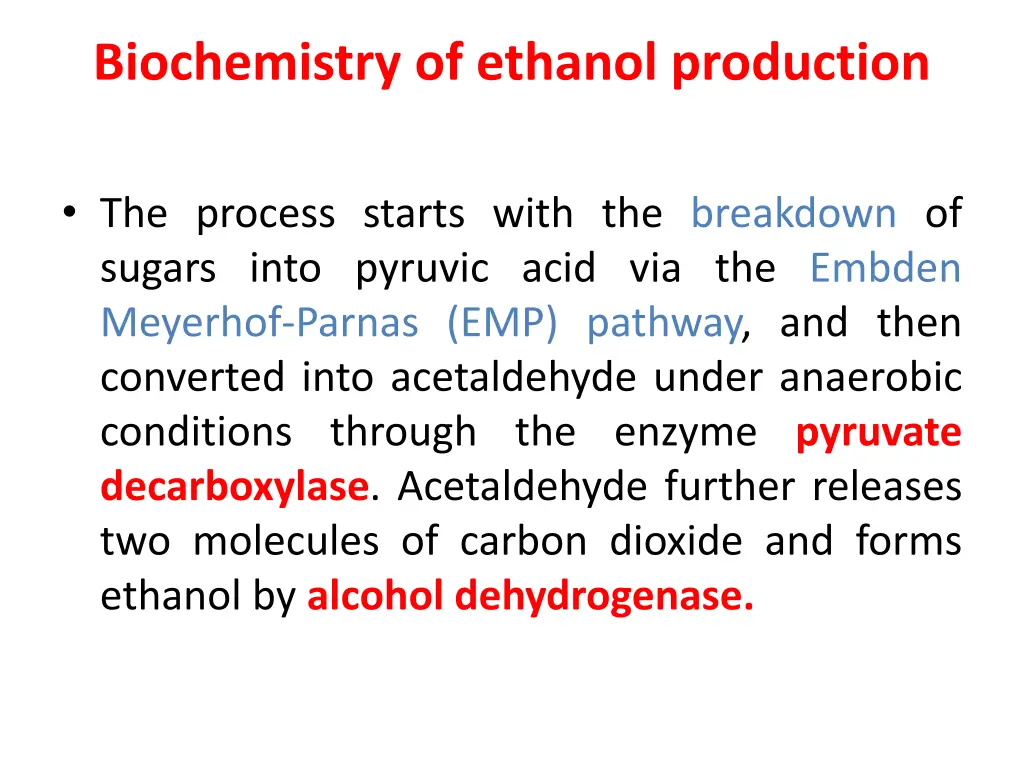 biochemistry of ethanol production