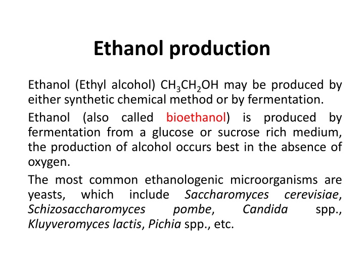 ethanol production