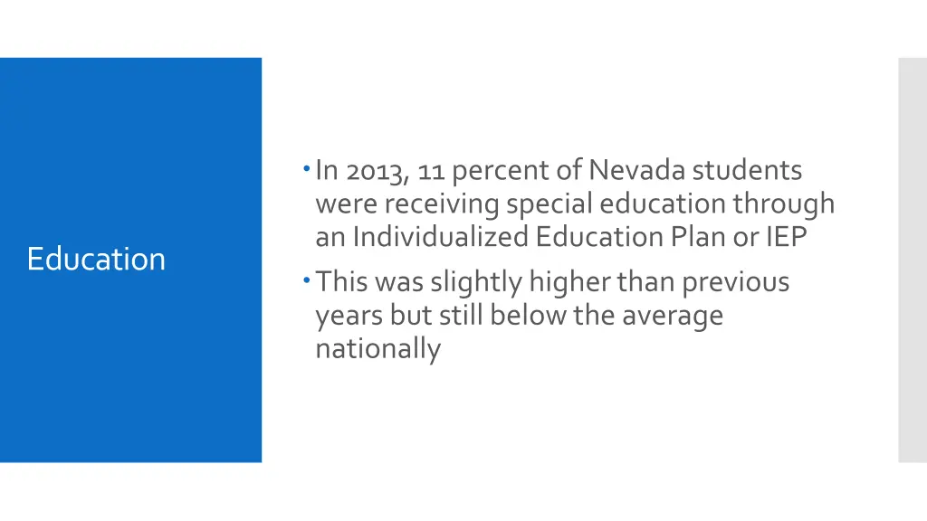 in 2013 11 percent of nevada students were