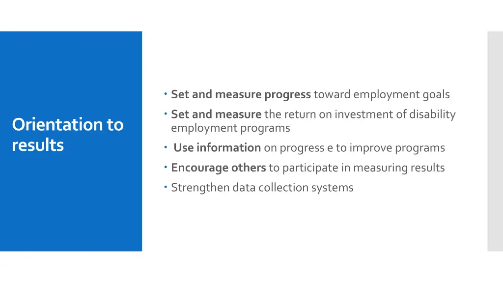 set and measure progress toward employment goals 1