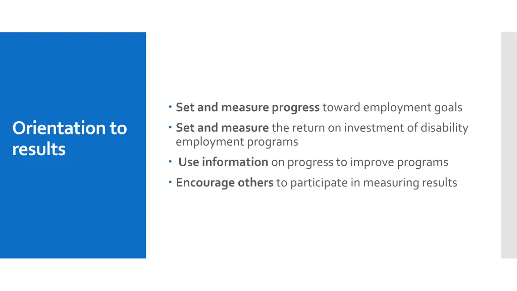 set and measure progress toward employment goals