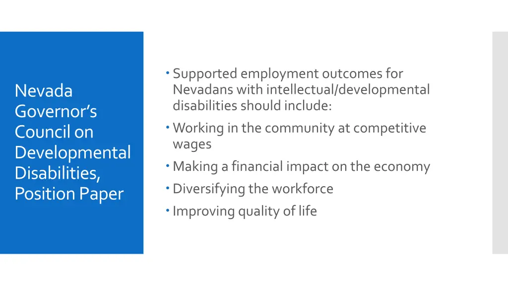 supported employment outcomes for nevadans with