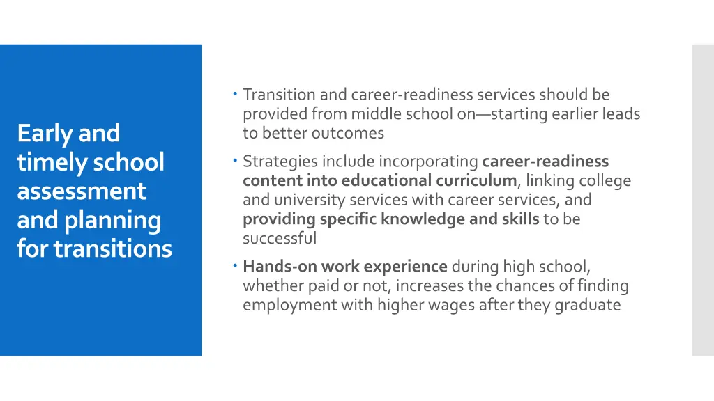 transition and career readiness services should