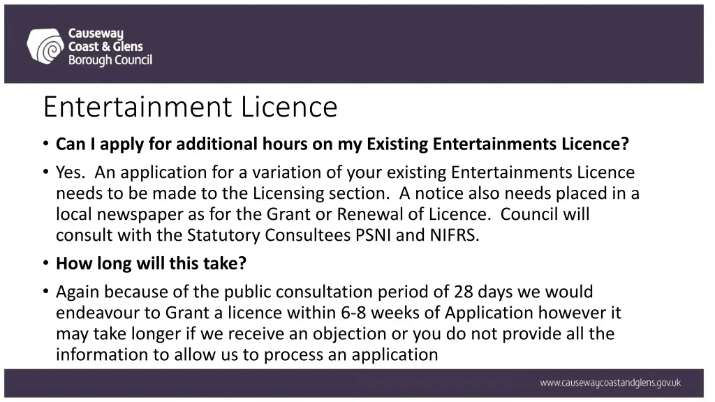 entertainment licence can i apply for additional
