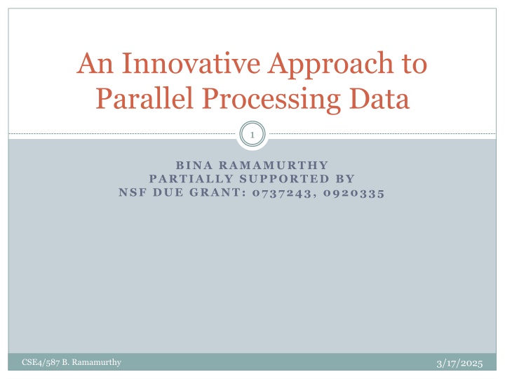 an innovative approach to parallel processing data