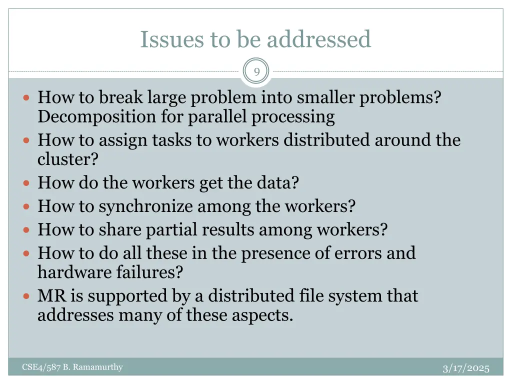 issues to be addressed