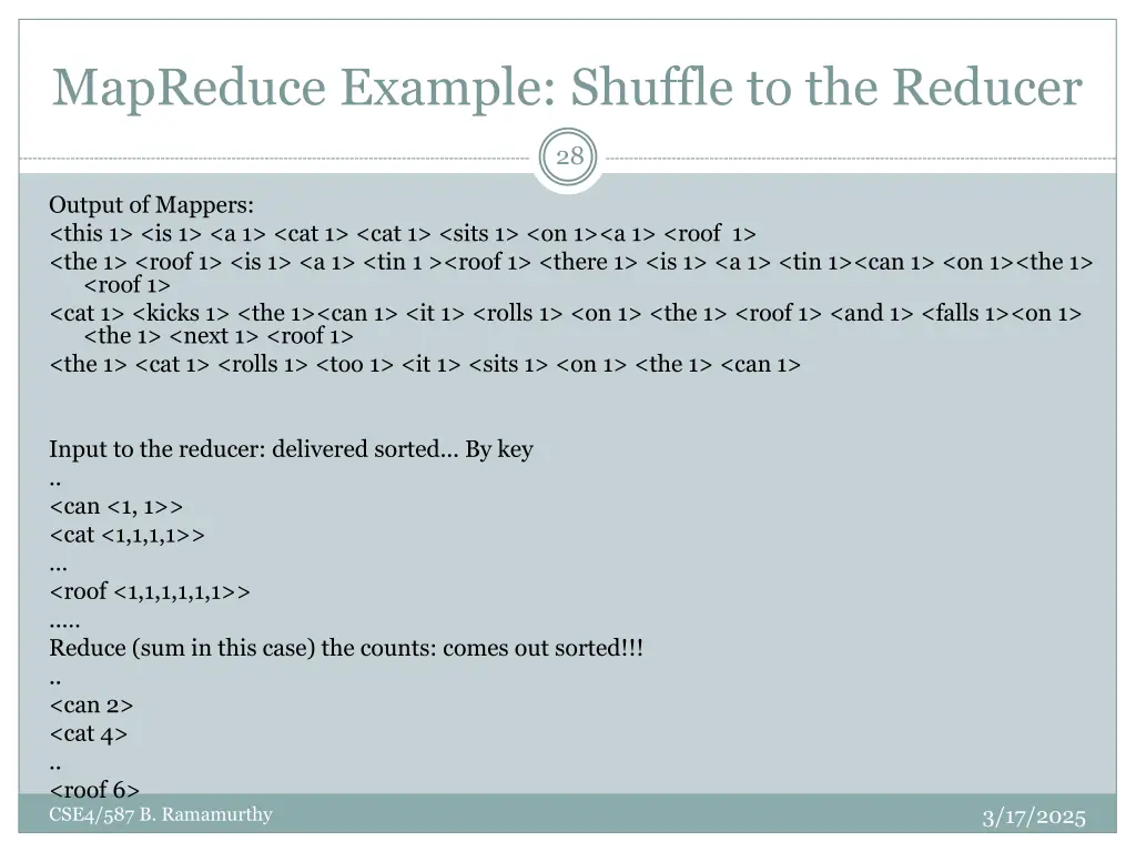 mapreduce example shuffle to the reducer