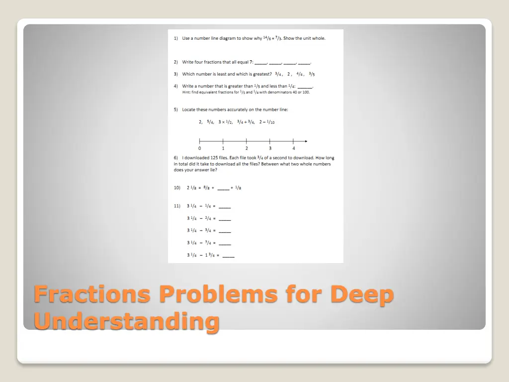 fractions problems for deep understanding