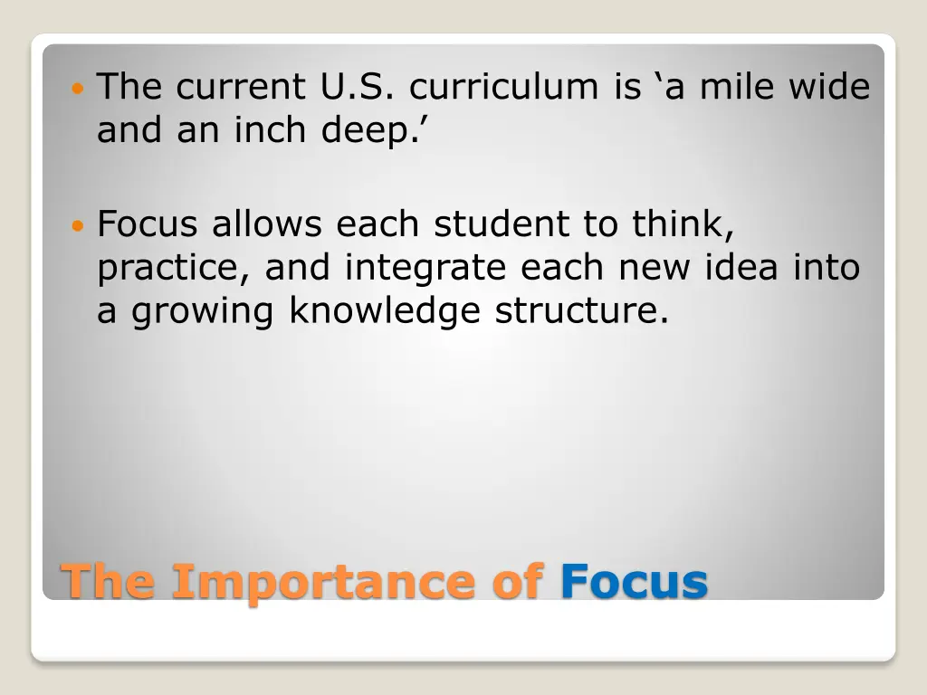 the current u s curriculum is a mile wide