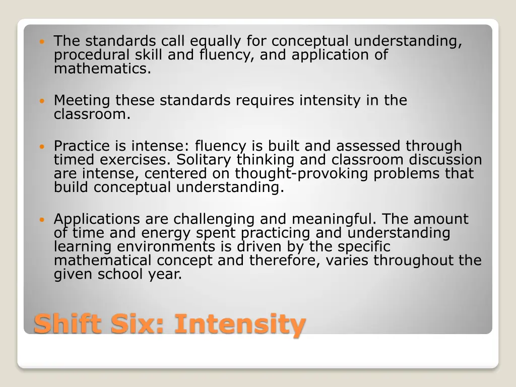 the standards call equally for conceptual