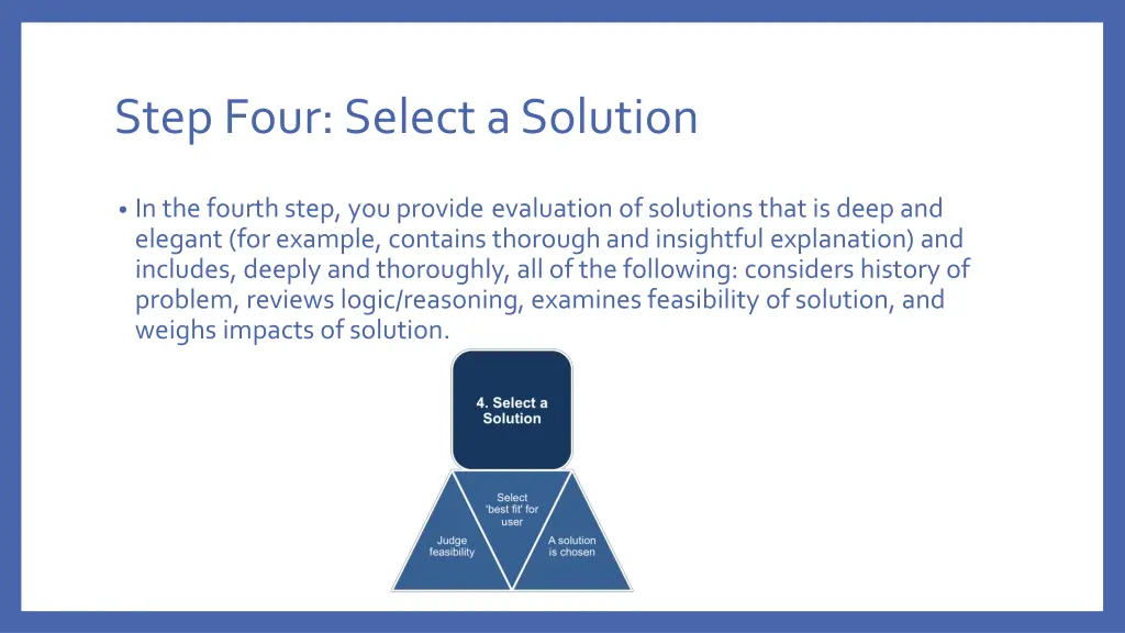 step four select a solution