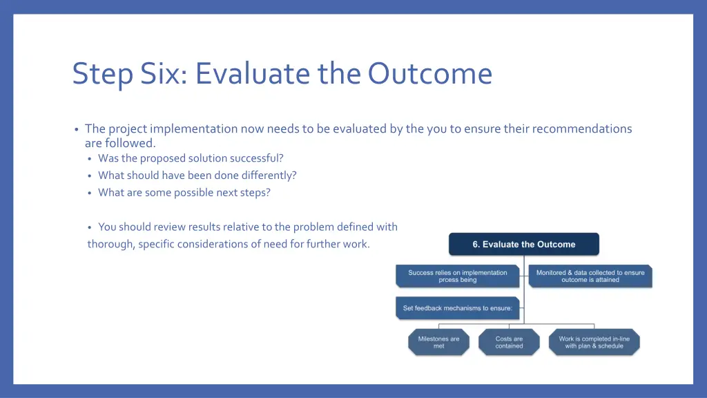 step six evaluate the outcome