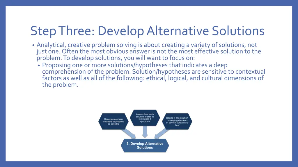 step three develop alternative solutions