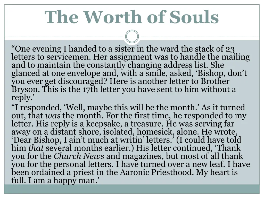 the worth of souls 6