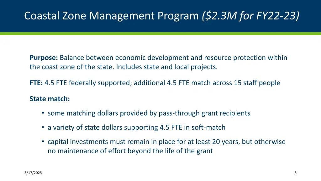 coastal zone management program 2 3m for fy22 23