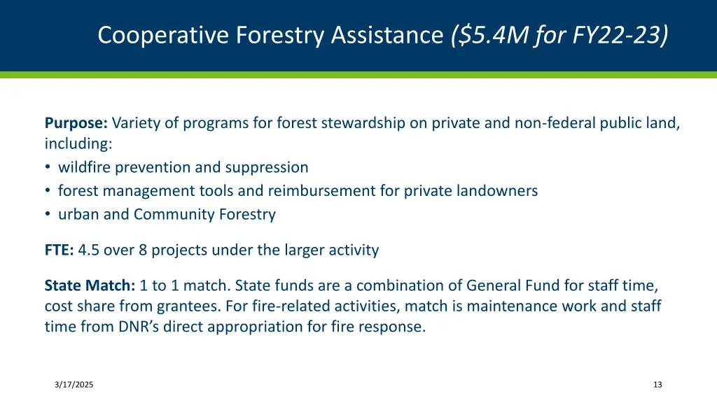 cooperative forestry assistance 5 4m for fy22 23