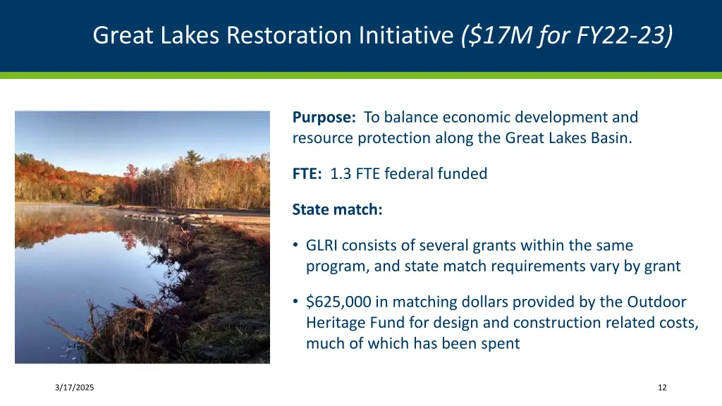 great lakes restoration initiative 17m for fy22 23