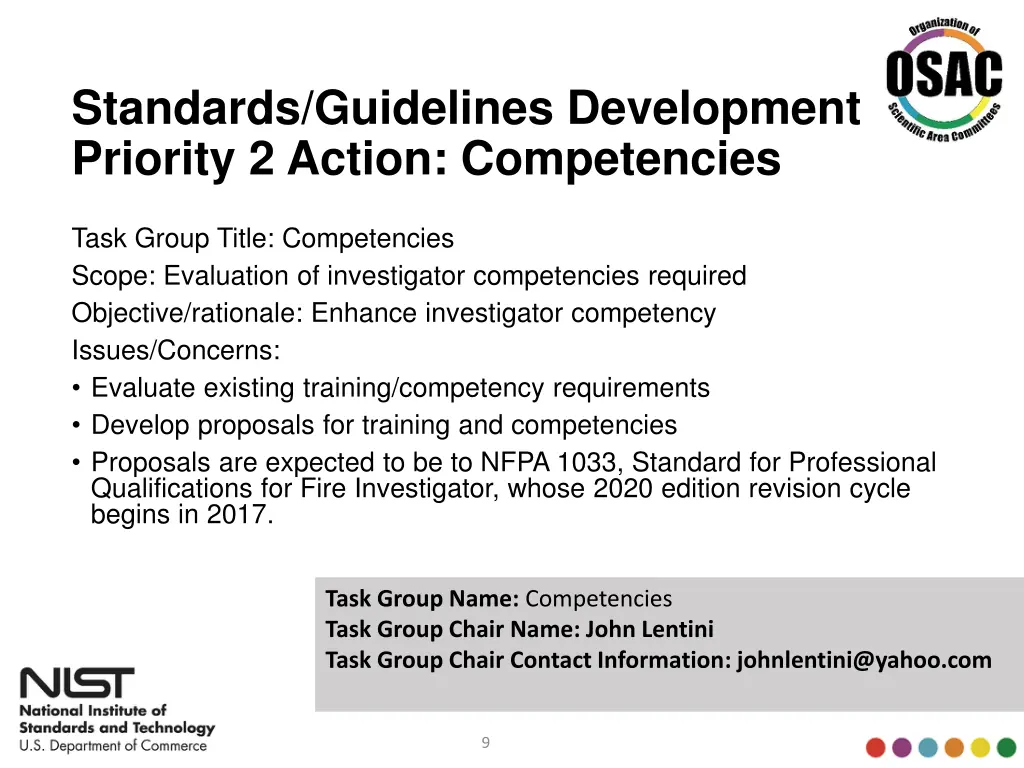 standards guidelines development priority 2