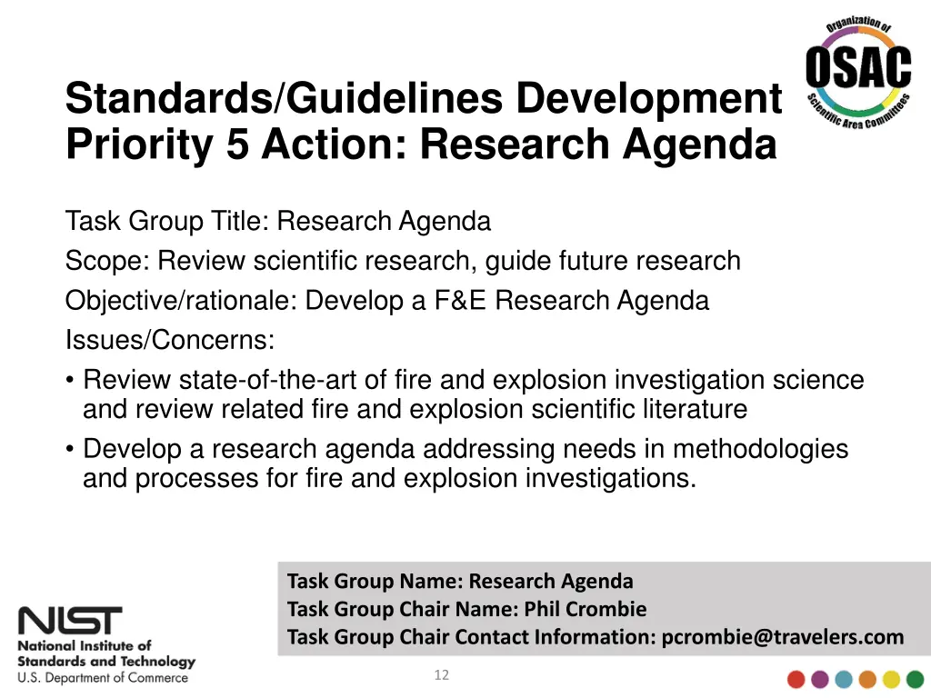 standards guidelines development priority 5