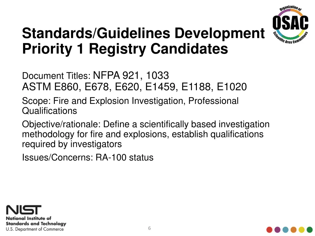 standards guidelines development priority