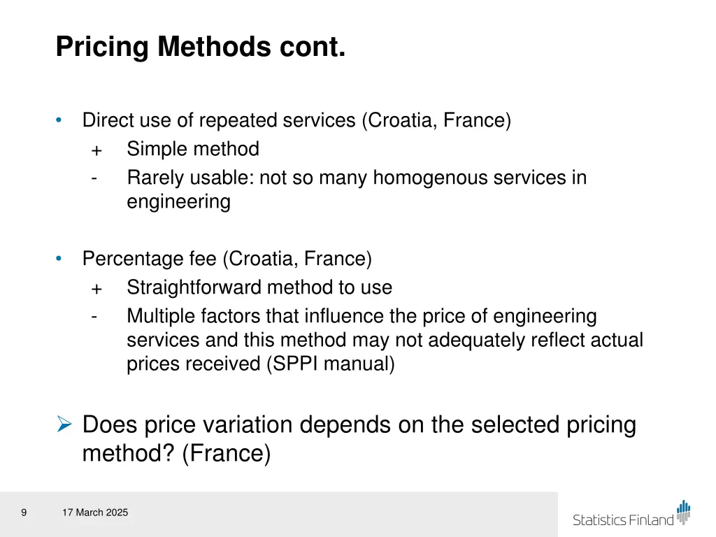 pricing methods cont