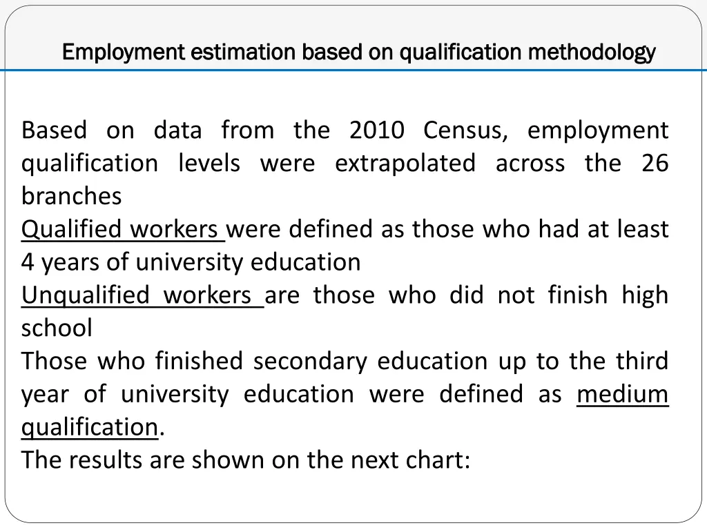 employment estimation based on qualification