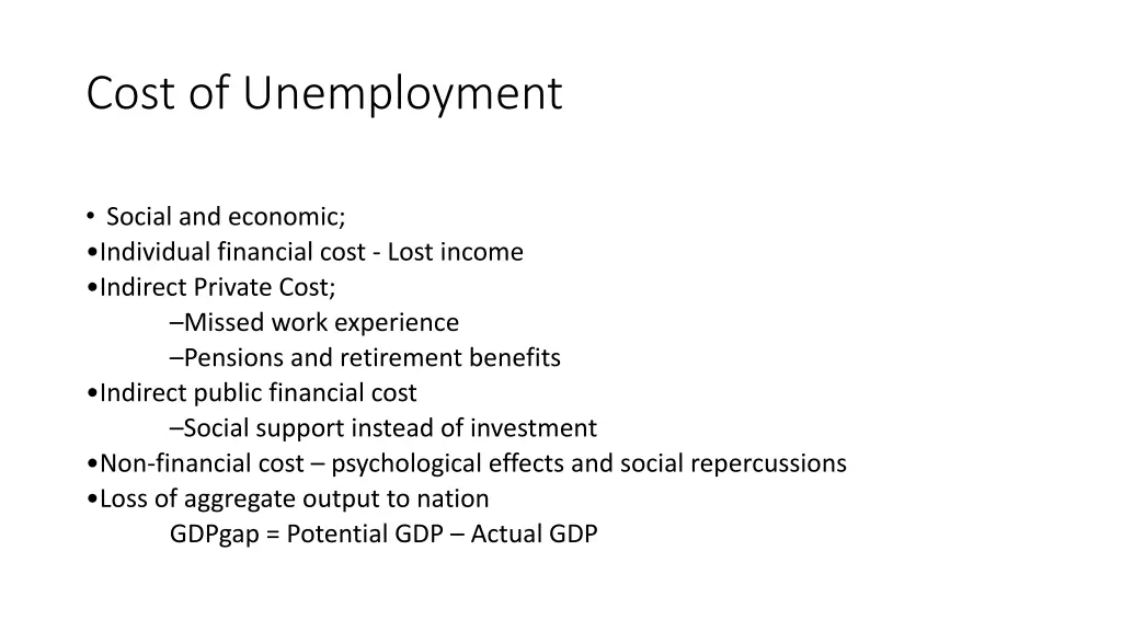 cost of unemployment