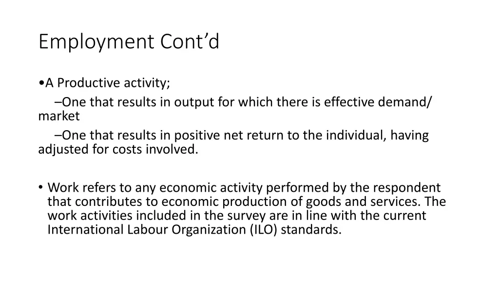 employment cont d