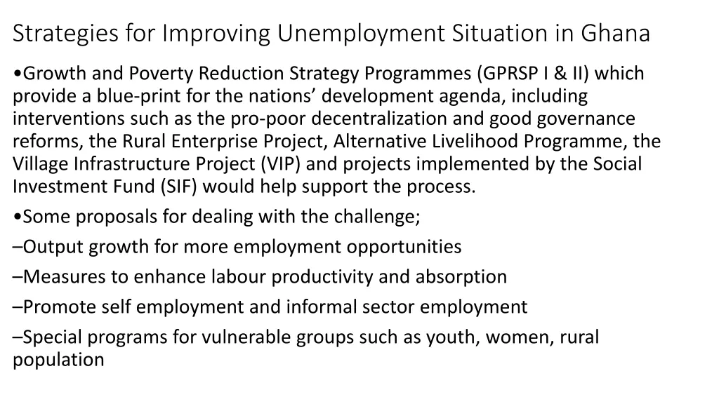strategies for improving unemployment situation