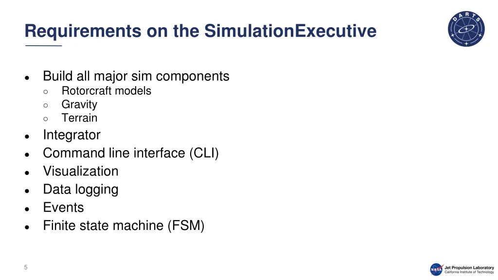 requirements on the simulationexecutive