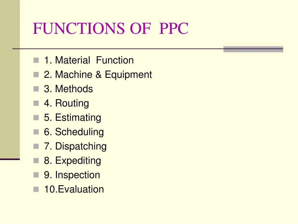 functions of ppc