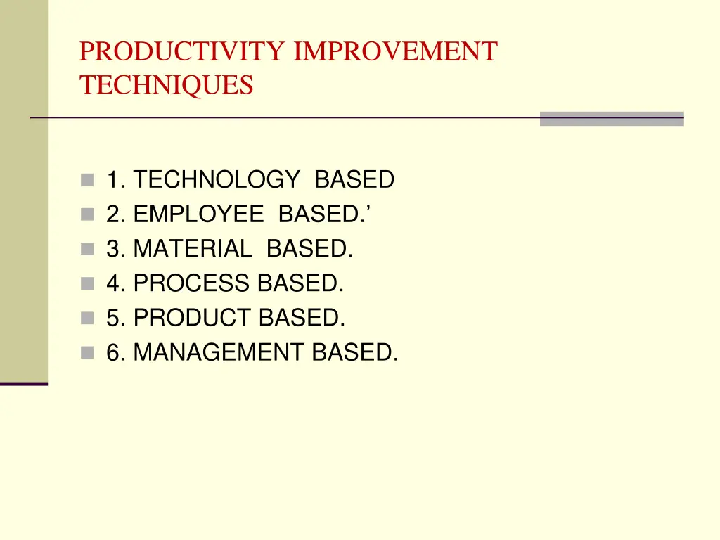 productivity improvement techniques