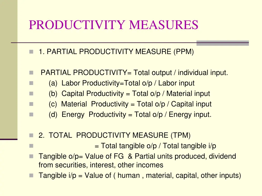 productivity measures