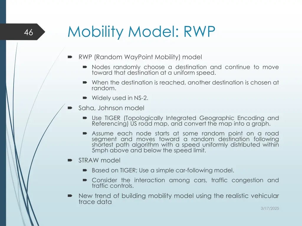 mobility model rwp