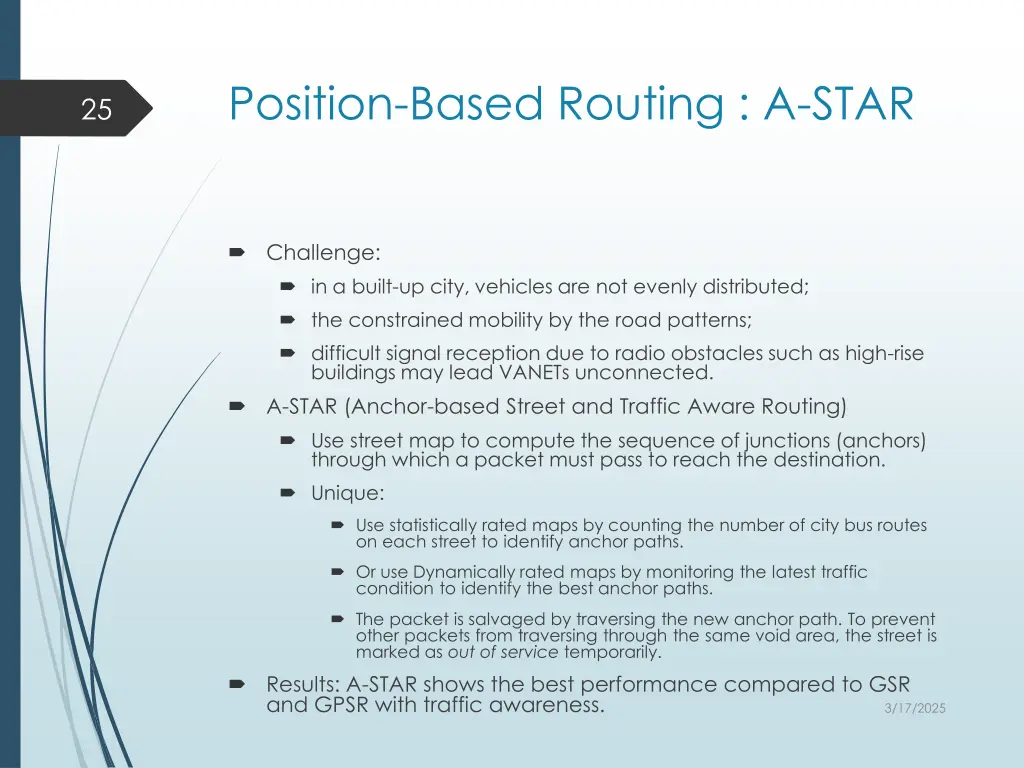 position based routing a star