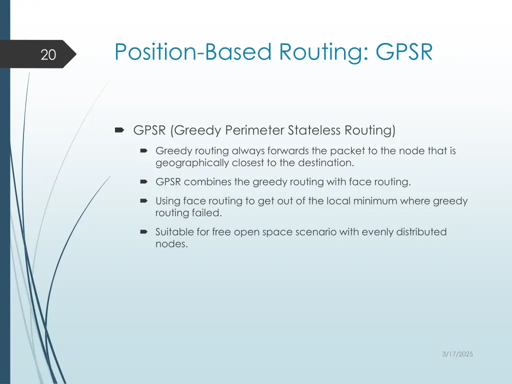 position based routing gpsr