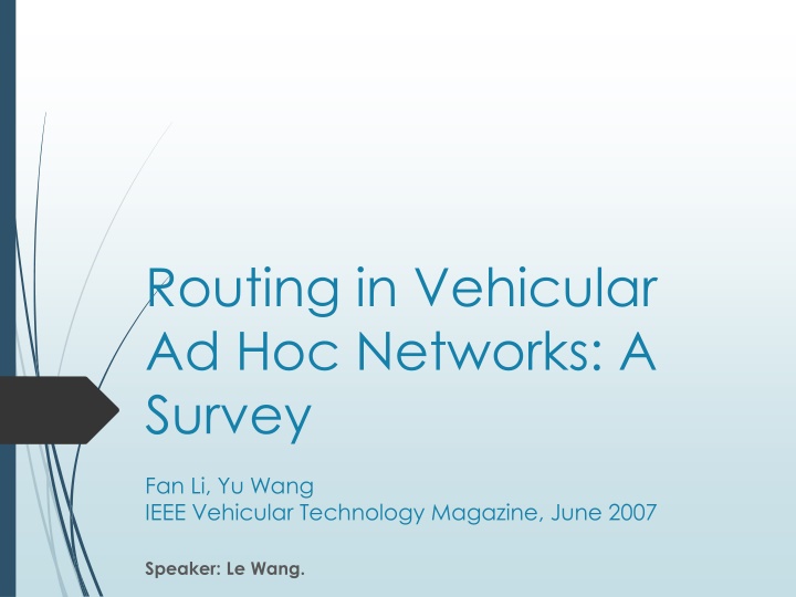 routing in vehicular ad hoc networks a survey