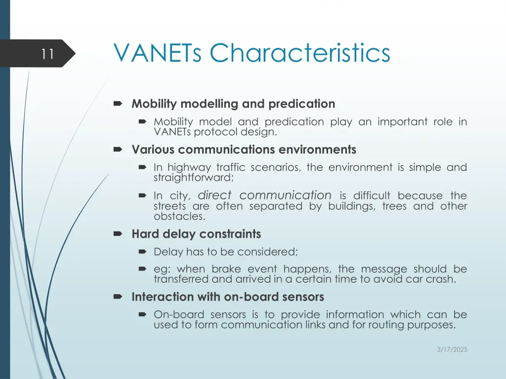 vanets characteristics 1