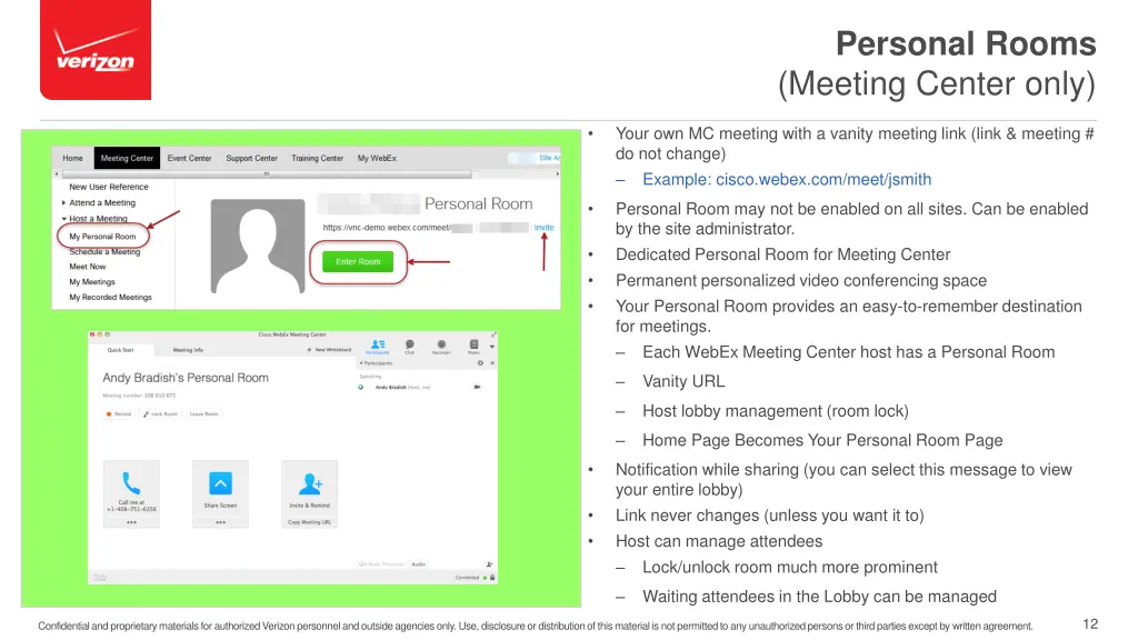 personal rooms meeting center only