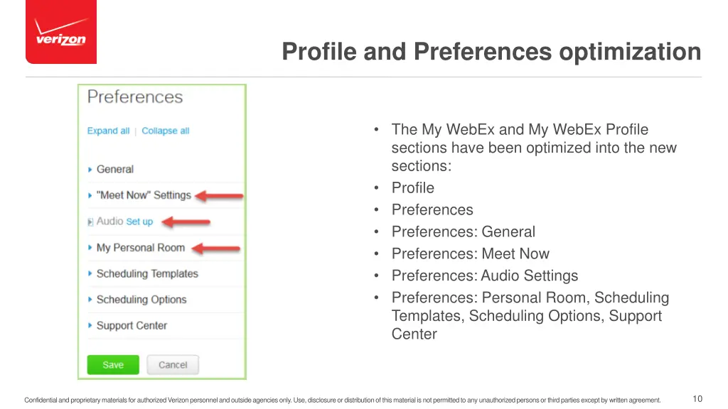 profile and preferences optimization