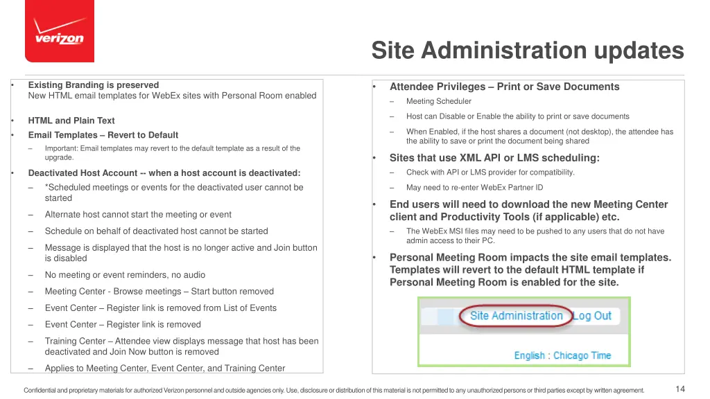 site administration updates