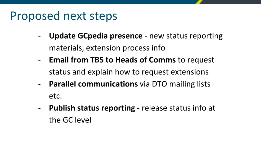 proposed next steps