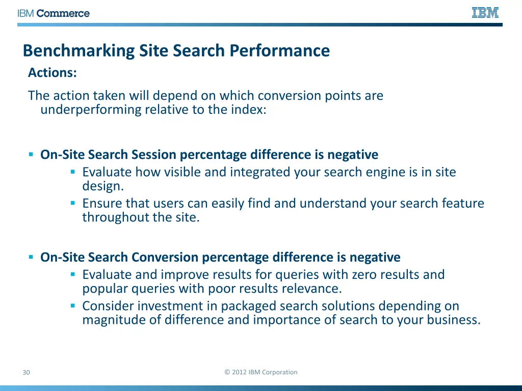 benchmarking site search performance actions