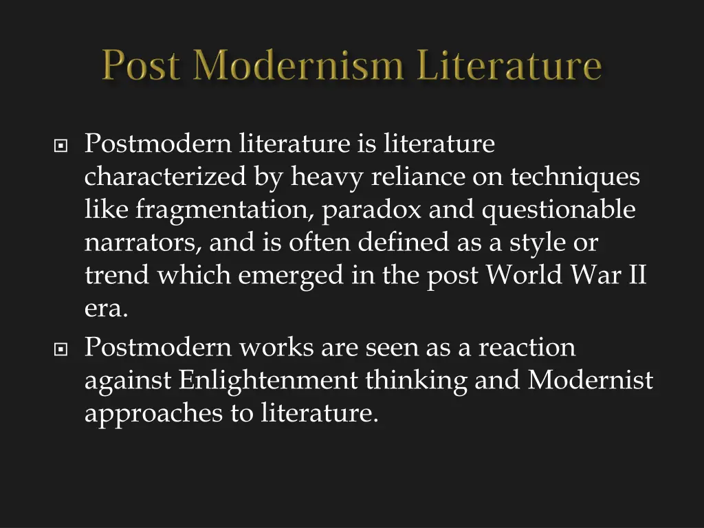 postmodern literature is literature characterized