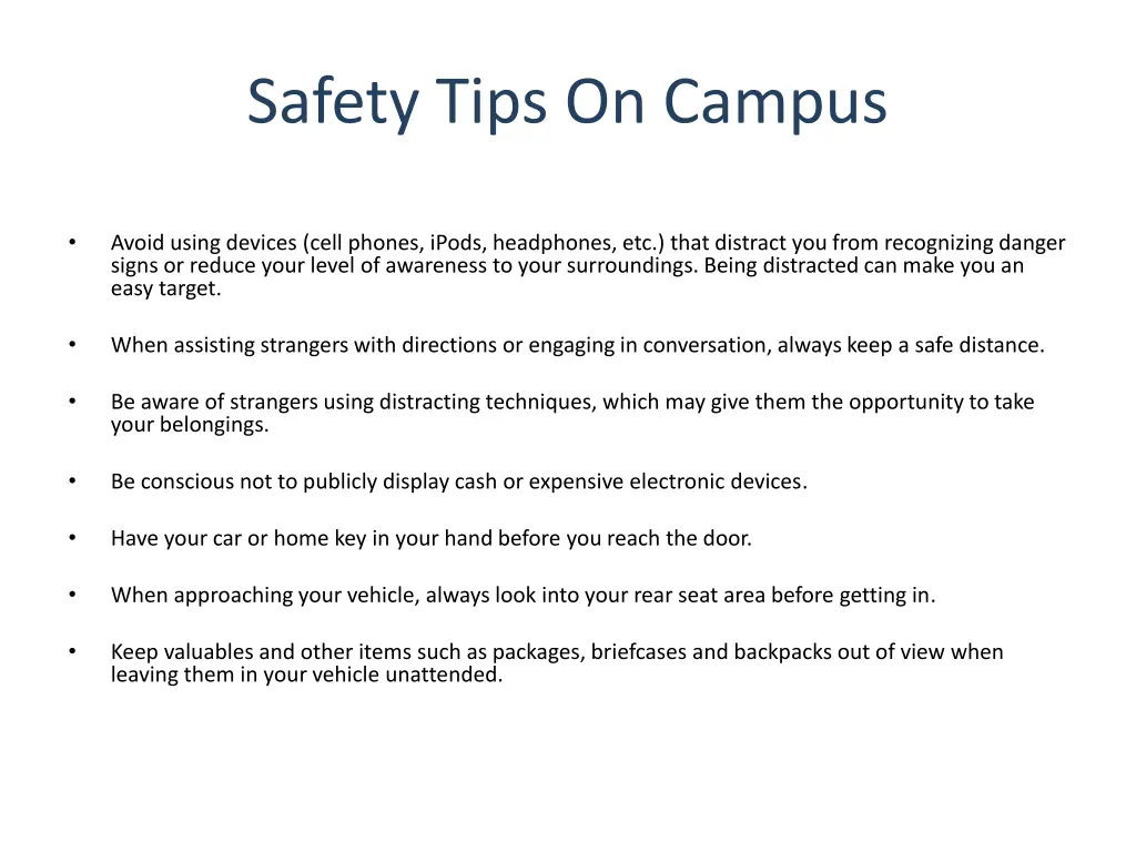 safety tips on campus 1