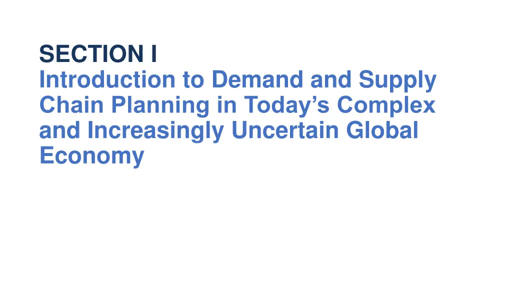 section i introduction to demand and supply chain