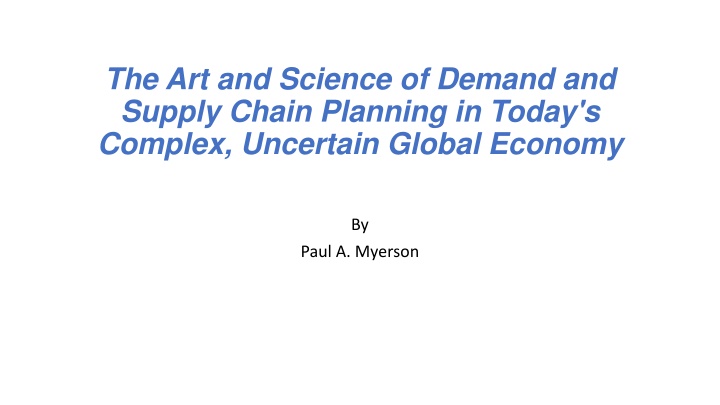 the art and science of demand and supply chain